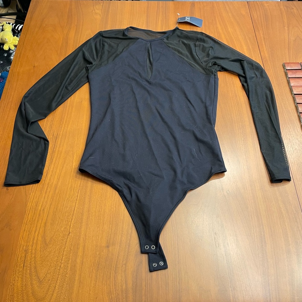 Abercrombie black long sleeve mesh cutout bodysuit